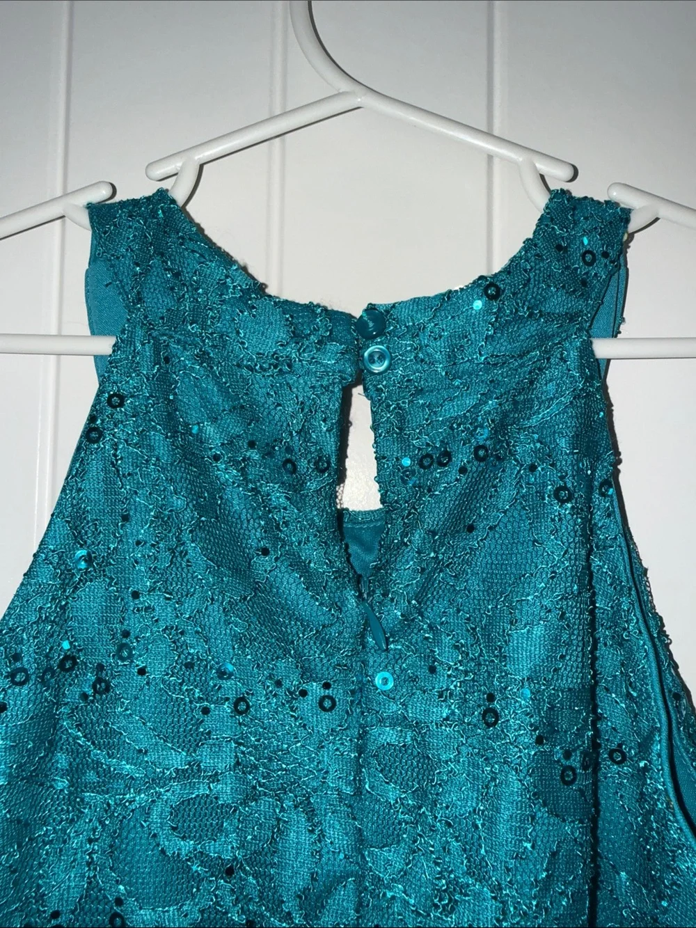 New Girls Teal High-Low Lace & Chiffon Party Dress set of 2 —sz 8 and 12